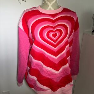 Heart Pattern Valentine Sweater in Pink and Red Ombre